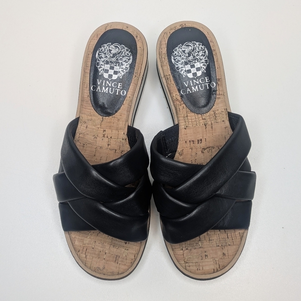 Vince Camuto Vivistie Wedge Sandal Leather Woven Upper Size 6